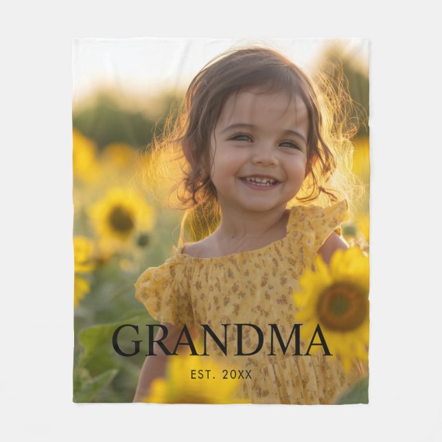 Modern Mormor Foto Fleecefilt (Framsidan)