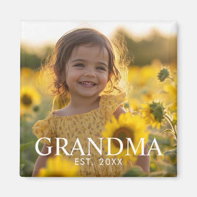 Modern Mormor Foto Magnet (Framsidan)