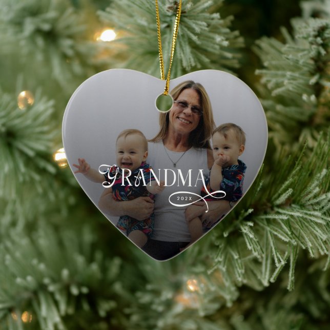 Modern Mormor Foto Personlig Julgransprydnad Keramik (Träd)