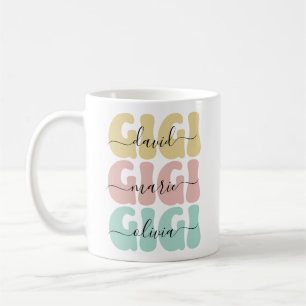 Modern Mormor Gigi Barn Namn Mors Dag Present Kaffemugg