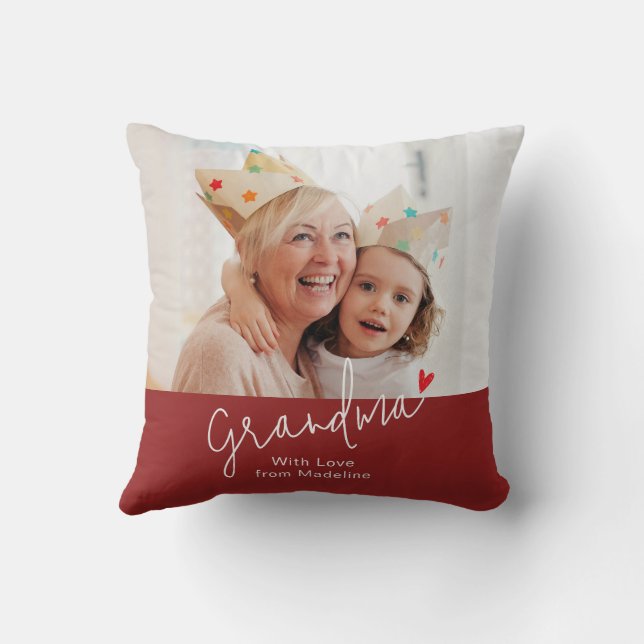 Modern Mormor Script Foto Julpresent Kudde (Baksida)