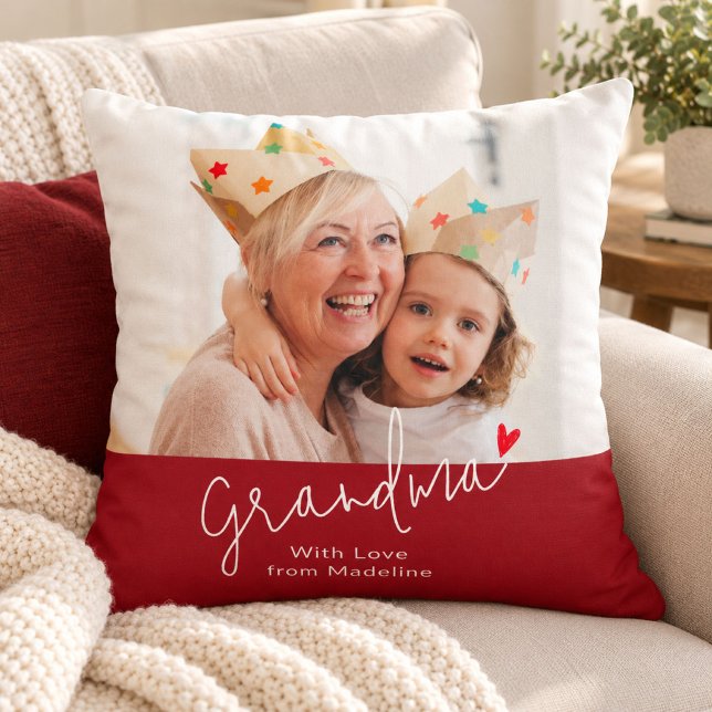 Modern Mormor Script Foto Julpresent Kudde (Skapare uppladdad)