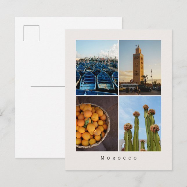 Modern Morocco Travel Collage Postcard Vykort (Fram/baksida)
