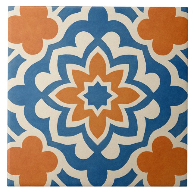 Modern morockansk geometriskt blomsterplattmönster kakelplatta (Framsidan)