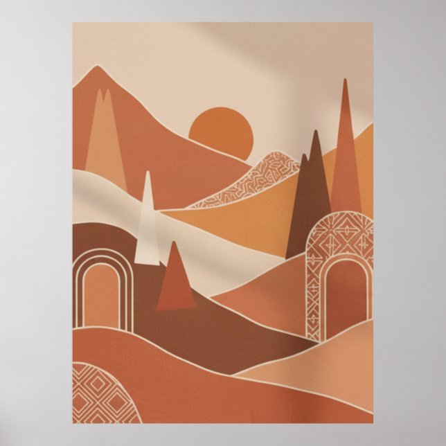 Modern morockansk minimalistisk väggkonstaffisch poster (Framsidan)