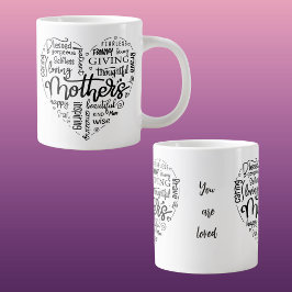 Modern Mors dag Black Typography Heart Jumbo Mugg