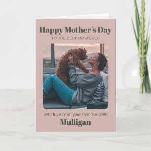 Modern Mors Dag Dammt Rosa Husdjur Foto Kort