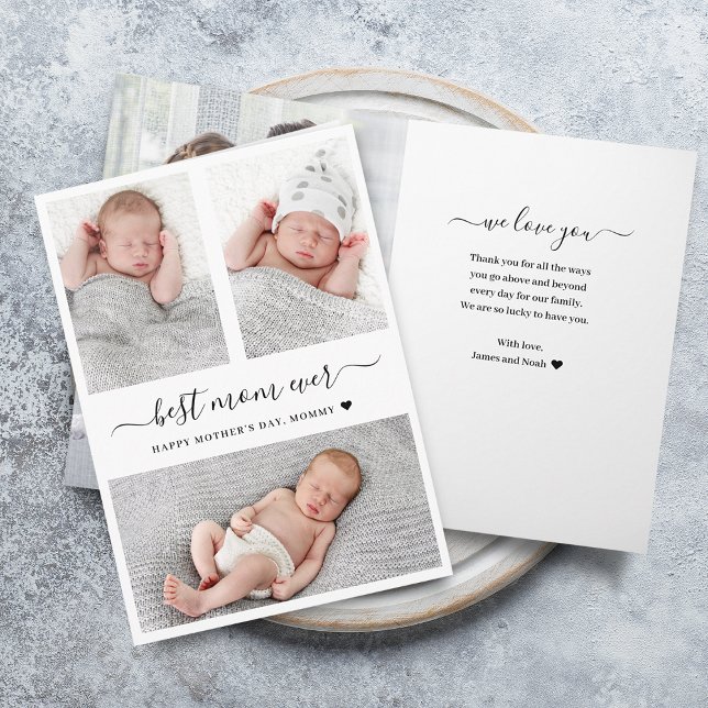 Modern Mors Dag Flerfoton Vikbar Kort (Modern Mother's Day Multi Photos Folded Card)