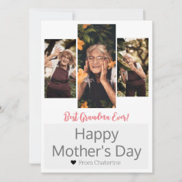 Modern Mors dag Grandma 3-foto med enkel Elegant Julkort