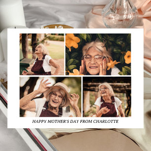 Modern Mors dag Grandma 4-foto med enkel Elegant Julkort