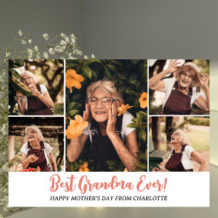 Modern Mors dag Grandma 5-foto med enkel Elegant Julkort