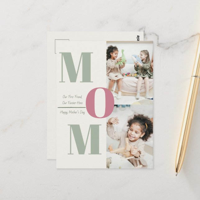 Modern Mors dag Photo Collag | MAMMA Brev Vykort (Fram/Back In Situ)