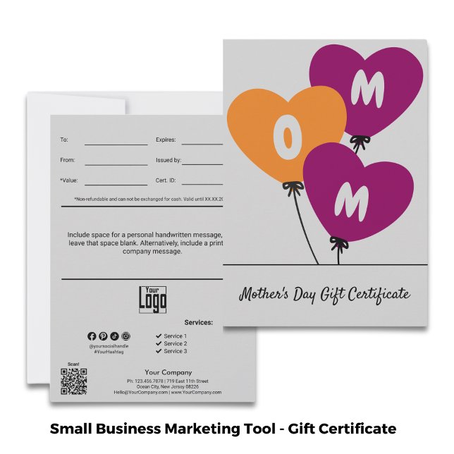 Modern Mors Dag-presentcertifikat (Modern Happy Mother's Day Gift Certificate - Gray, Black, Orange, Red)