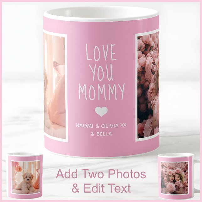 Modern Mor's Day Rosa Photo Message Anpassningsbar Kaffemugg (Skapare uppladdad)