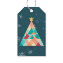 Modern Mosaic Christmas Tree Gift Tag