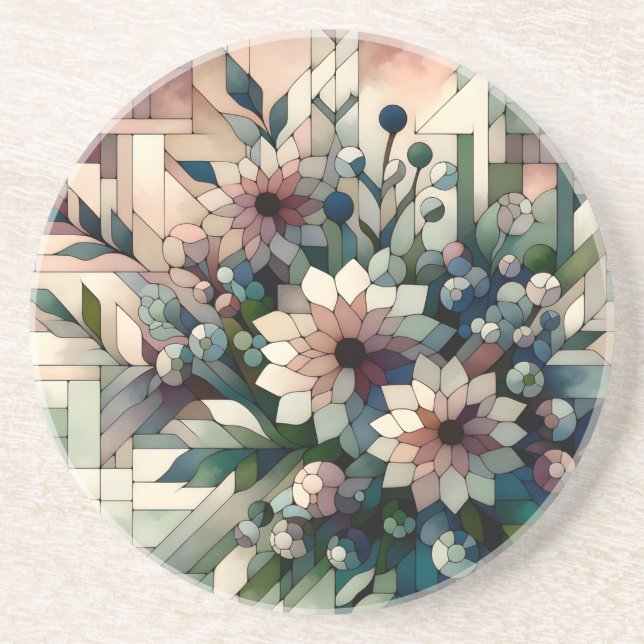 Modern Mosaic Flowers Underlägg (Framsidan)