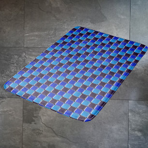 Modern mosaik i svart, royal i blått och ljusblått badrumsmatta