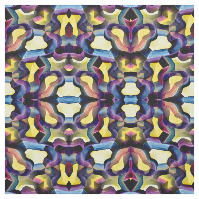 Modern mosaikliknande vattenfärgsgeometrisk teckni tyg (Provkarta)