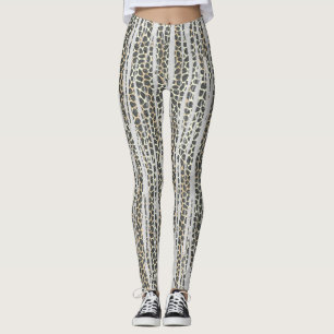 Modern mosaikstrimlad djurskrift leggings