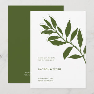Modern Moss Grönt 2 ton botaniska illustrationer Spara Datumet