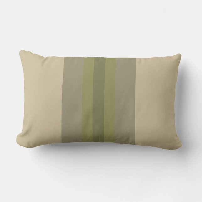 Modern Moss Grönt Beige Stripe Lumbar Pillow Lumbarkudde (Framsida)