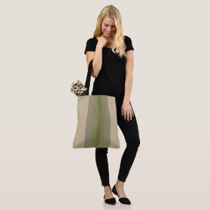 Modern Moss Grönt Beige Stripe Tygkasse