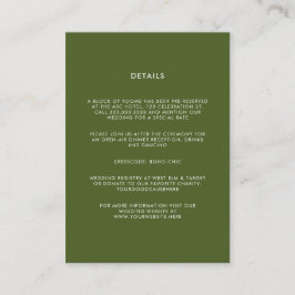 Modern Moss Grönt Botaniska Blommigten Bröllop Tilläggskort