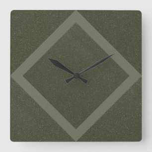 Modern moss-Grönt-väggsluss med Geometric Ram Fyrkantig Klocka