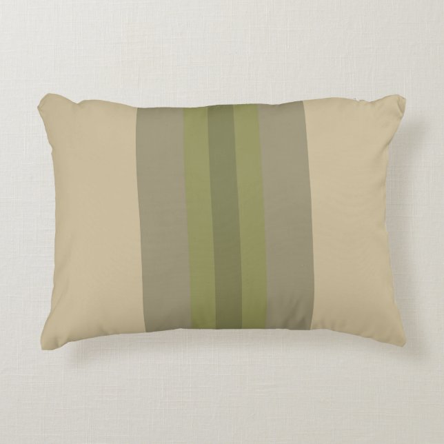 Modern mossgrön beige randig accentkudde prydnadskudde (Framsidan)