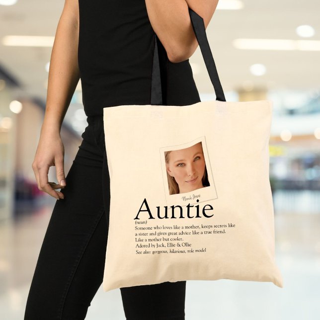 Modern Moster Auntie Definition Photo Tygkasse (Modern Aunt Auntie Definition Photo Tote Bag)