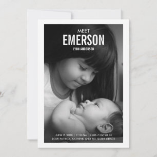 Modern Möte födelsekort för foto från Baby Meddelande