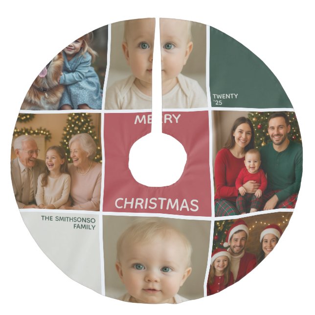 Modern mother baby collage Christmas family Julgransmatta Borstad Polyester (Framsidan)