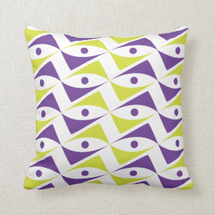 Modern Motif Lila & Chartreuse  Gul-Grön Kudde