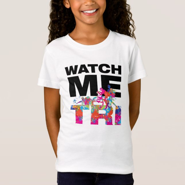 Modern Motiv Rosa Triathlon Girl Sport T Shirt (Framsida)