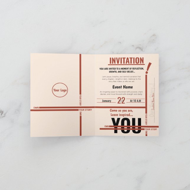 Modern Motivational Event Invitation Card | Semina Inbjudan (Inuti)