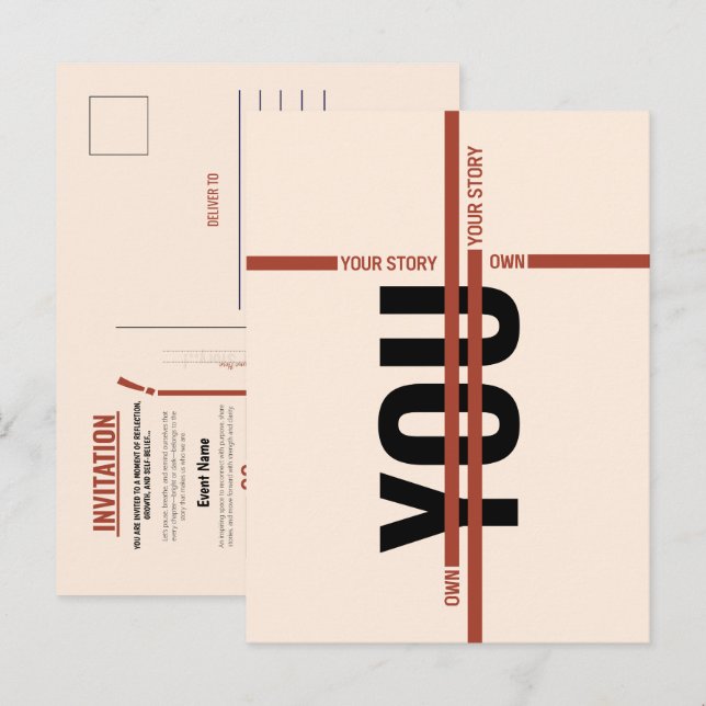 Modern Motivational Event Invitation Card | Semina Inbjudan Vykort (Fram/baksida)