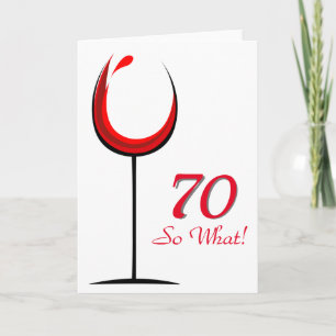 Modern Motivational Red Vin Glass 70:e födelsedage Kort