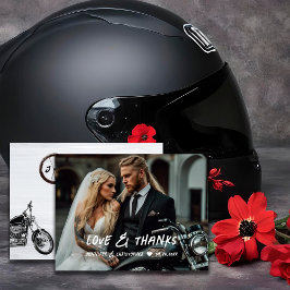 Modern motorcykel Bröllop - tack för ditt kort