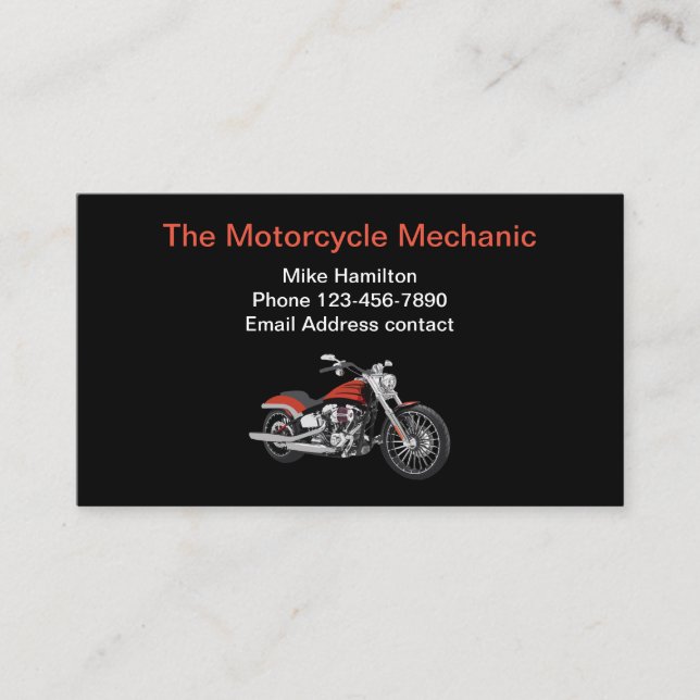 Modern motorcykelmekanism för coola visitkort (Framsida)