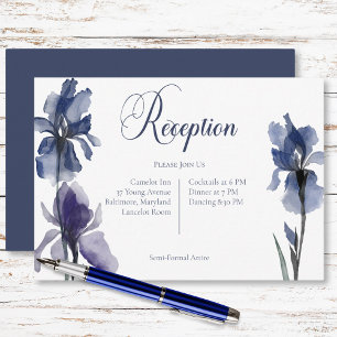 Modern mottagning av Blue Iris Flowers Bröllop Tilläggskort