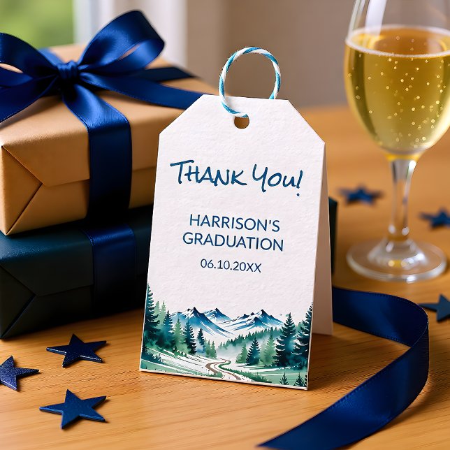 Modern Mountain Grad Party Presentetikett (Skapare uppladdad)