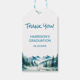 Modern Mountain Grad Party Presentetikett