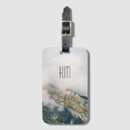 Modern Mountain Peak Monogram Bagagebricka