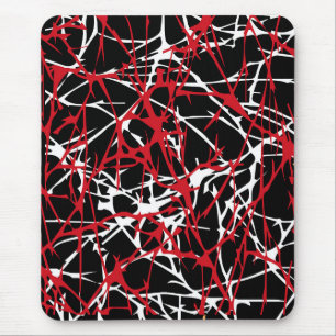 Modern mousepad, abstrakt, svart som är röd, vit musmatta
