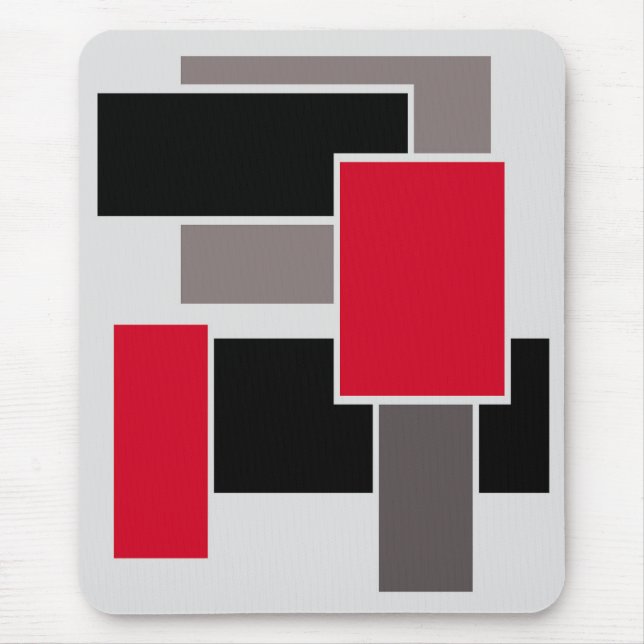Modern mousepad, svart, röd, grått, abstrakt musmatta (Framsidan)