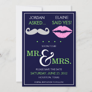 Modern Moustache Lips Herr & Fru Spara Datum Datumet