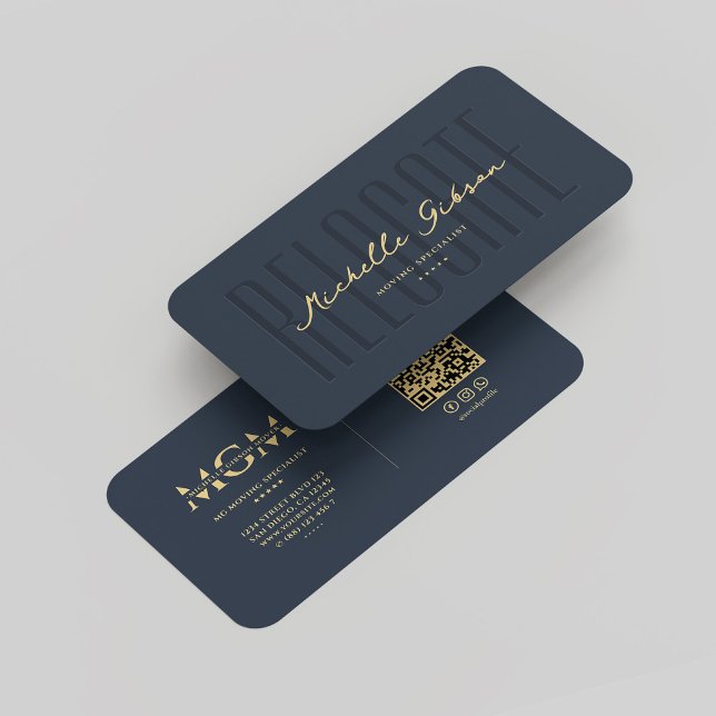 Modern Mover Flytta Expert Monogram Blue Visitkort (Modern Mover Moving Expert Monogram Blue Business Card
)
