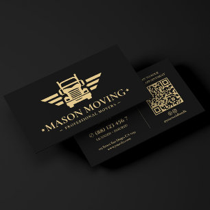 Modern Movers flytt lastbil logistik logotyp svart Visitkort