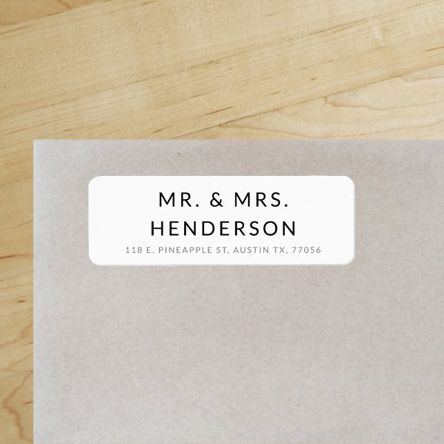 Modern Mr & Mrs. | Minimal Stil | RETURADRESS Returadress Etikett ("Everyday is abundantly beautiful." 
Sincerely Best Wishes from Lucky Design World)