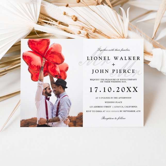 Modern mr och mr minimalist Phogay bröllop Inbjudningar (Skapare uppladdad)